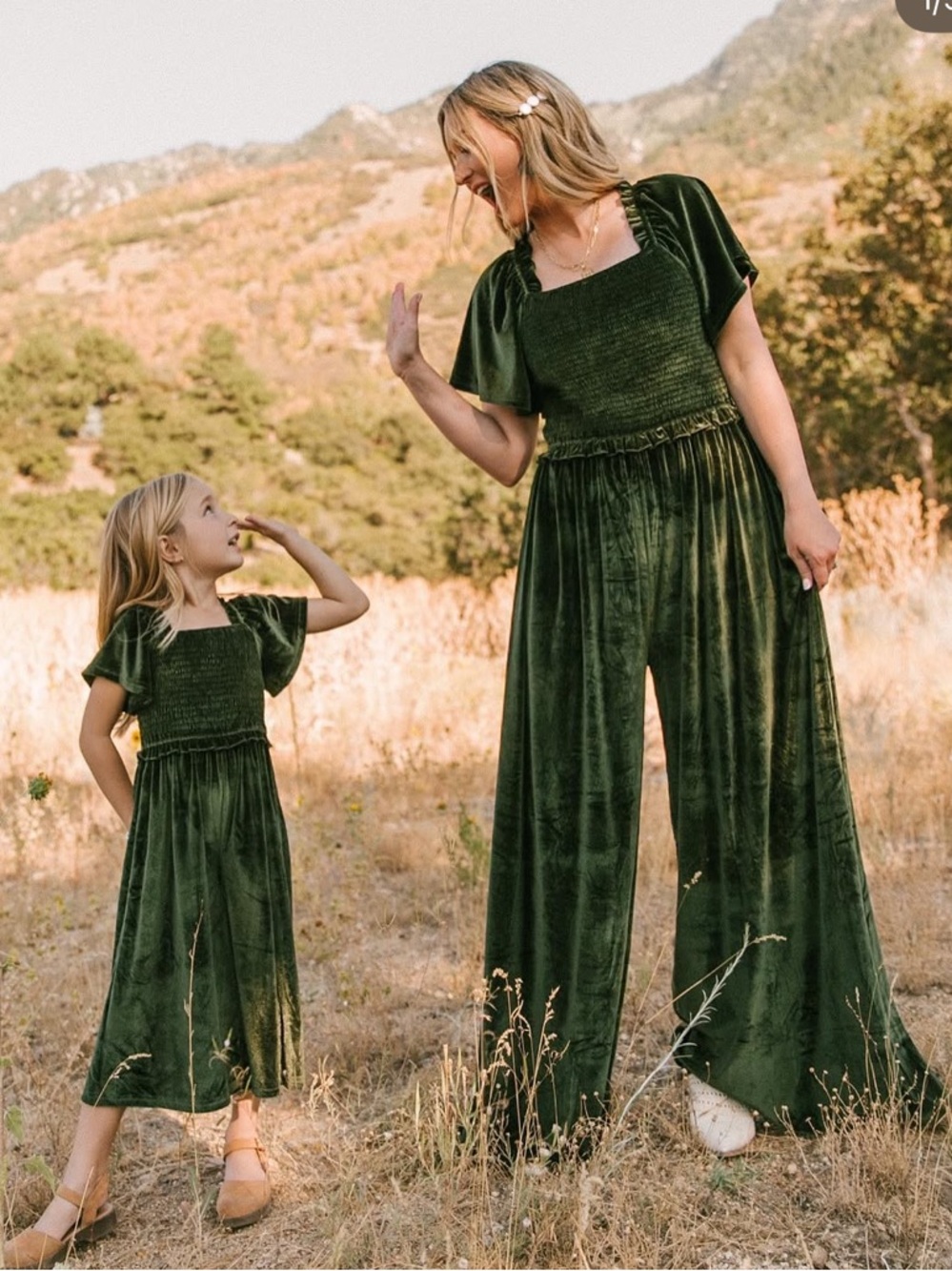 Ivy City Co Green Velvet Smocked Maxi Dress XS Cottagecore Holiday